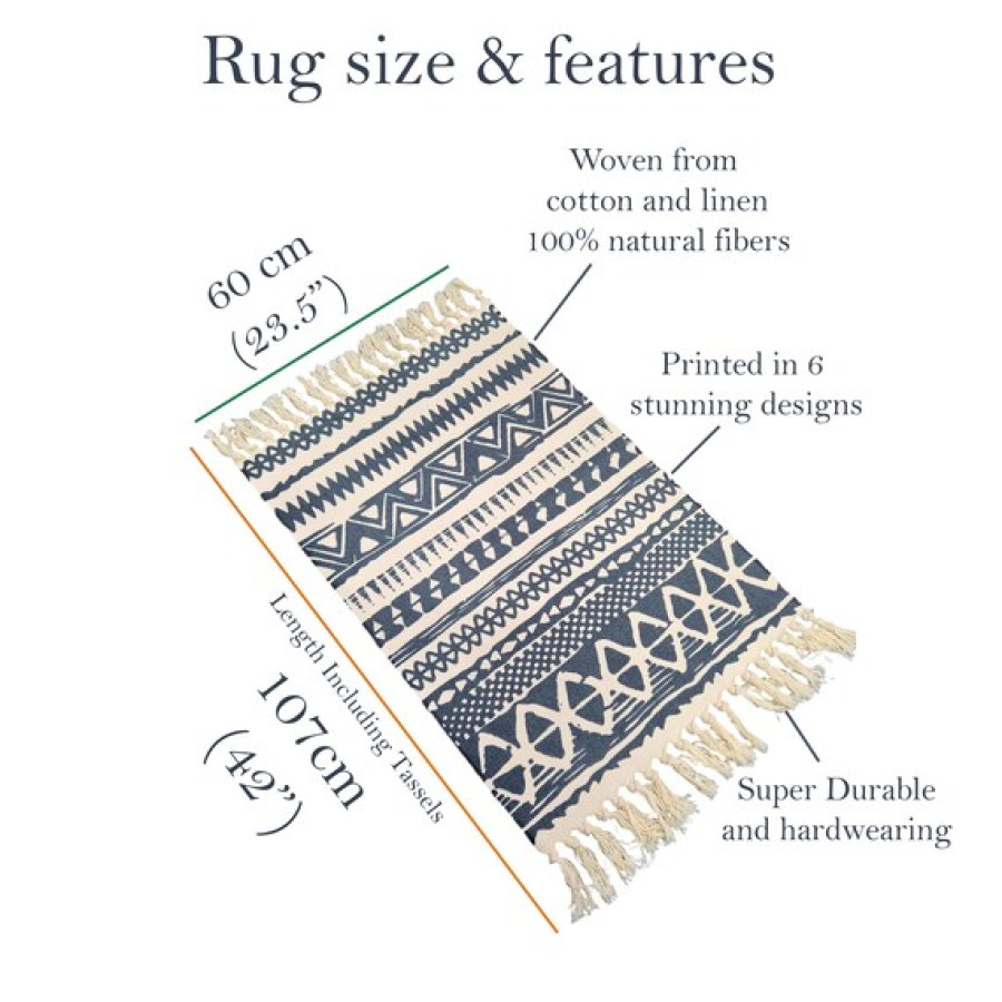 Hand-woven cotton Aztec / Navajo inspired small area rug - Kilim boho style - 6 designs available 2
