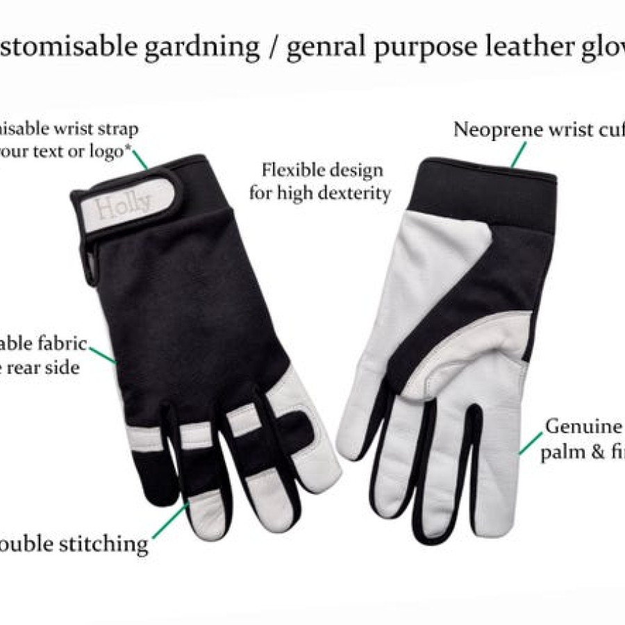 Customised Premium Leather Gardening Gloves, General Purpose Work Gloves, Personalised Gardener Gift, Custom Garden gloves 2