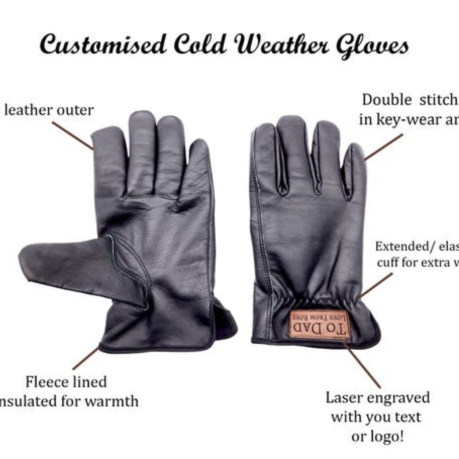 Customised Black Leather Thermal Gloves, Winter cold weather Driving Gloves 3