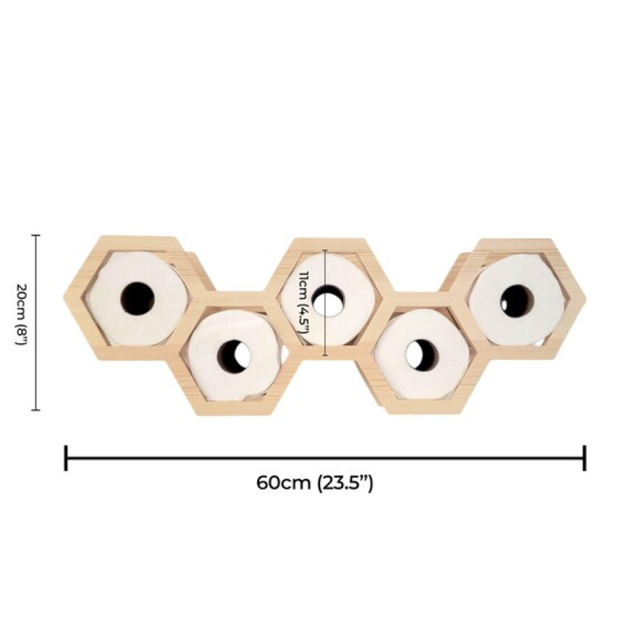 Hexagonal Solid Pine Wood CNC Cut Toilet Roll Holder | Bathroom Storage Organizer | Rustic Toilet Paper Holder | Bathroom Decor 1