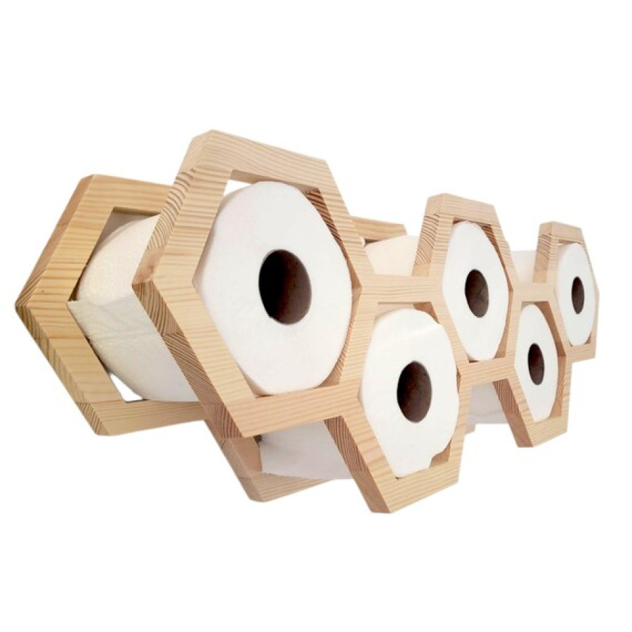 Hexagonal Solid Pine Wood CNC Cut Toilet Roll Holder | Bathroom Storage Organizer | Rustic Toilet Paper Holder | Bathroom Decor 8