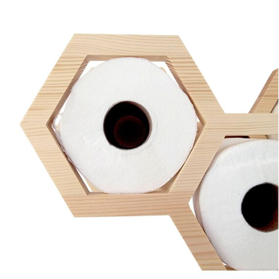Hexagonal Solid Pine Wood CNC Cut Toilet Roll Holder | Bathroom Storage Organizer | Rustic Toilet Paper Holder | Bathroom Decor 9