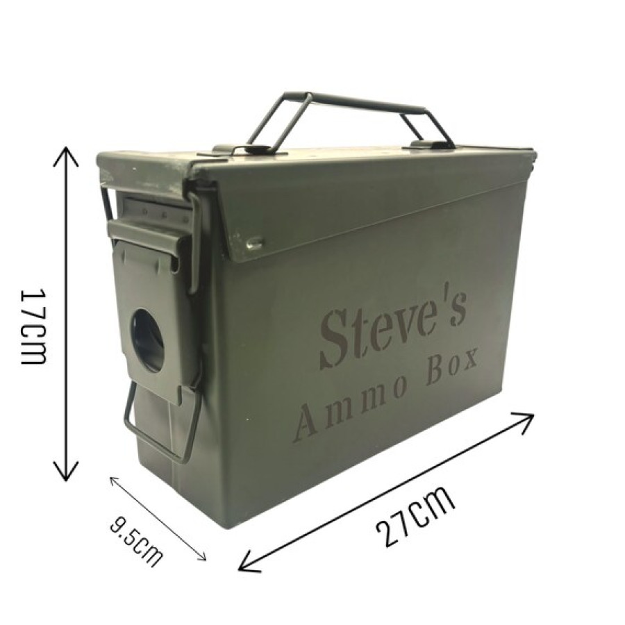 Personalised Ammo Box | Customised Gift | Engraved Ammo Box | Olive Green Storage | Military Style Keepsake 1