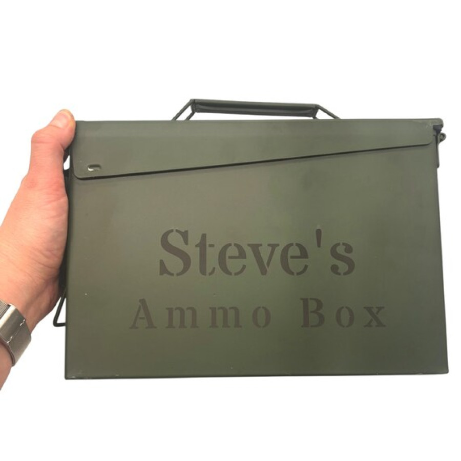 Personalised Ammo Box | Customised Gift | Engraved Ammo Box | Olive Green Storage | Military Style Keepsake 2