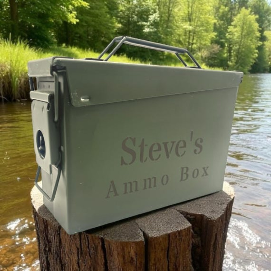 Personalised Ammo Box | Customised Gift | Engraved Ammo Box | Olive Green Storage | Military Style Keepsake 3