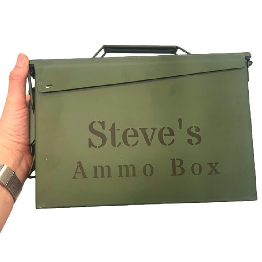 Personalised Ammo Box | Customised Gift | Engraved Ammo Box | Olive Green Storage | Military Style Keepsake 4