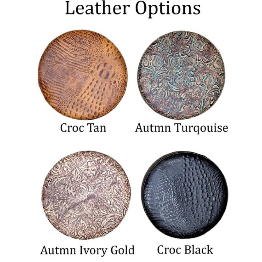 Embossed Leather Round Bar Stool Seat Cushion, Replacement Seat for Kitchen Stool, Counter Height Stool 1