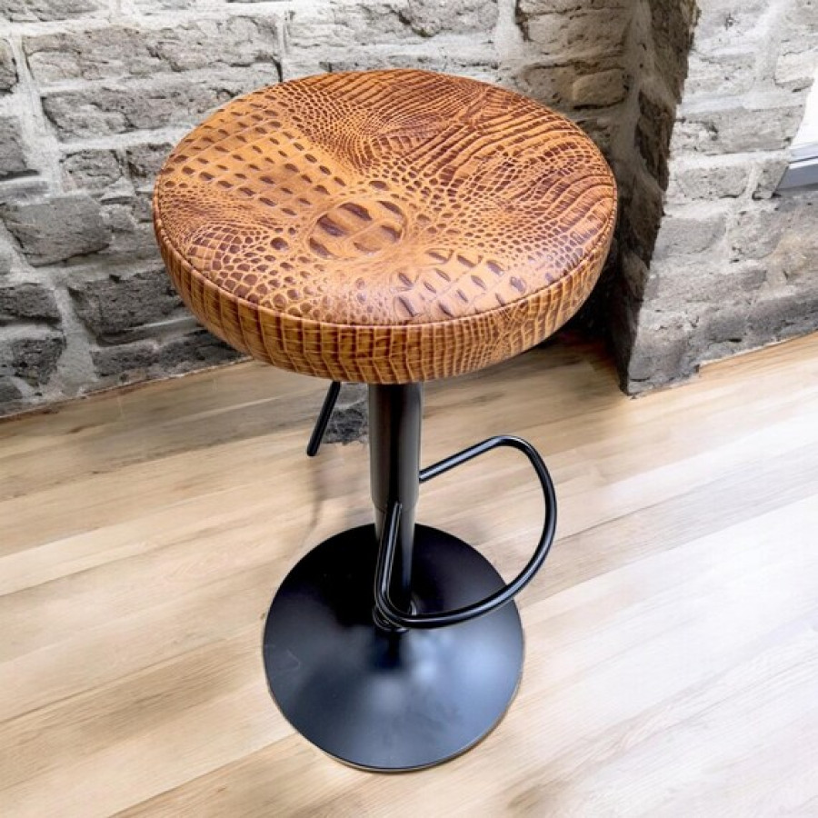 Embossed Leather Round Bar Stool Seat Cushion, Replacement Seat for Kitchen Stool, Counter Height Stool 3