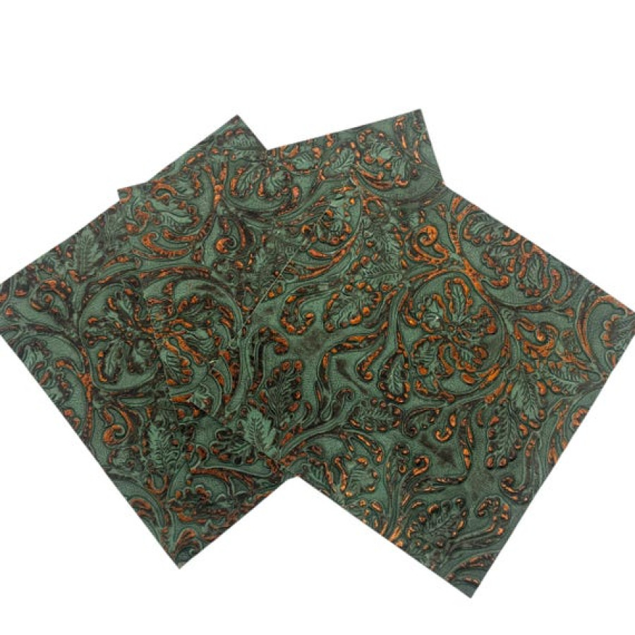 Turquoise & Copper Cowboy Tool Embossed Genuine Leather| 20x20cm (8"x8") 0