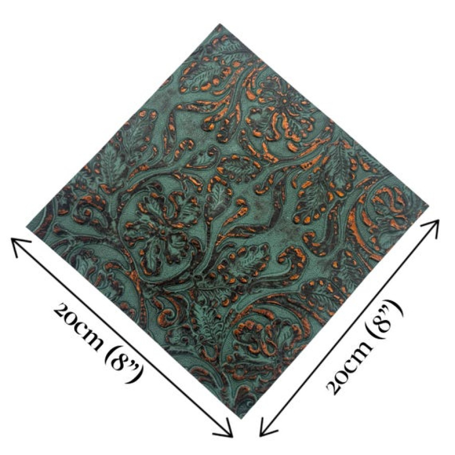 Turquoise & Copper Cowboy Tool Embossed Genuine Leather| 20x20cm (8"x8") 1