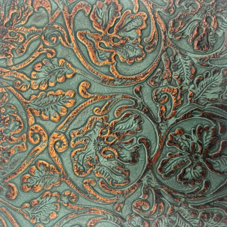 Turquoise & Copper Cowboy Tool Embossed Genuine Leather| 20x20cm (8"x8") 3
