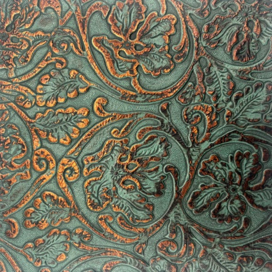 Turquoise & Copper Cowboy Tool Embossed Genuine Leather| 20x20cm (8"x8") 5