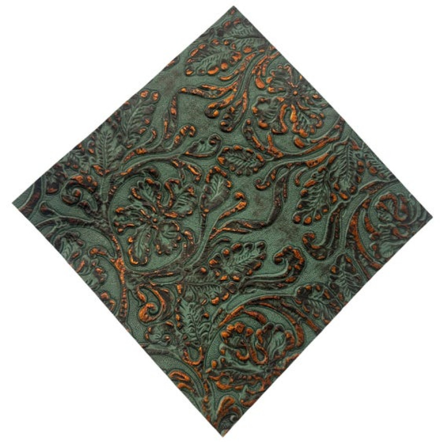 Turquoise & Copper Cowboy Tool Embossed Genuine Leather| 20x20cm (8"x8") 6