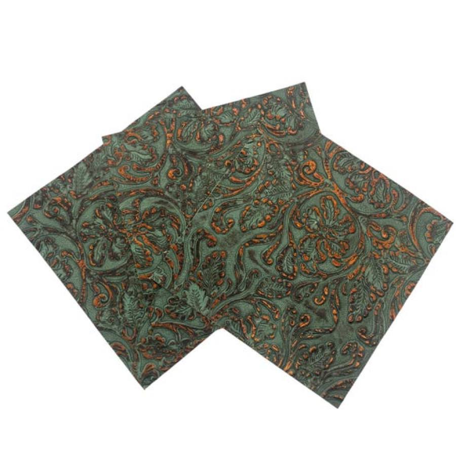 Turquoise & Copper Cowboy Tool Embossed Genuine Leather| 20x20cm (8"x8") 7