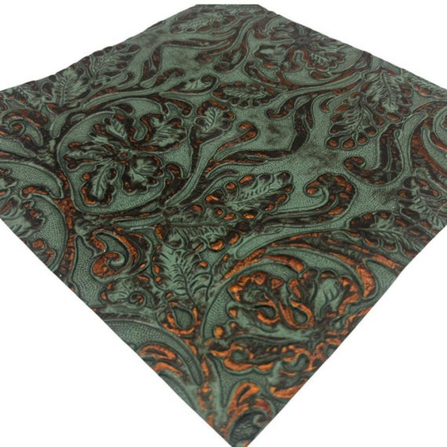 Turquoise & Copper Cowboy Tool Embossed Genuine Leather| 20x20cm (8"x8") 9