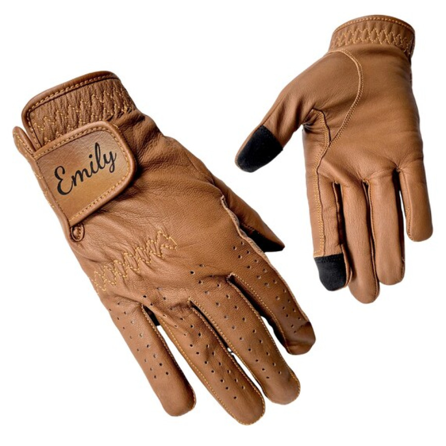 Personalised Ladies Leather Horse Riding Gloves - Laser engraved with text or logo of your choice 0