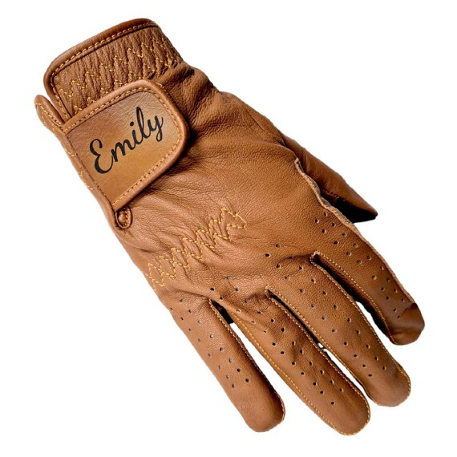 Personalised Ladies Leather Horse Riding Gloves - Laser engraved with text or logo of your choice 7