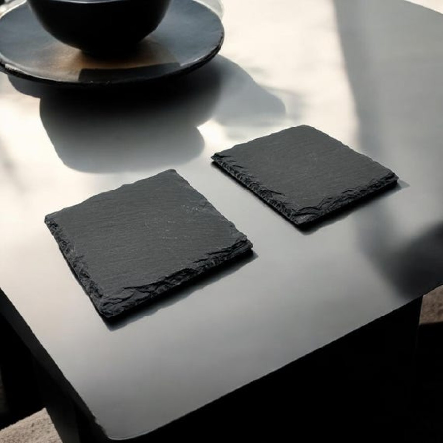 Natural Slate Coaster Set | Heart & Square Shaped Coasters | Unique Coaster Gift Set - 4 Pack 3