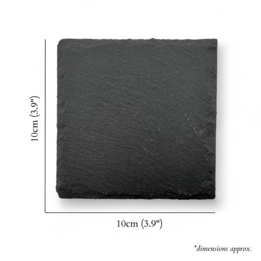 Natural Slate Coaster Set | Heart & Square Shaped Coasters | Unique Coaster Gift Set - 4 Pack 4