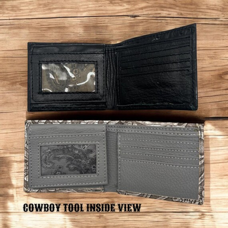 Cowboy Tool Genuine Leather Vintage Bi-fold Wallet - Available in various styles 5