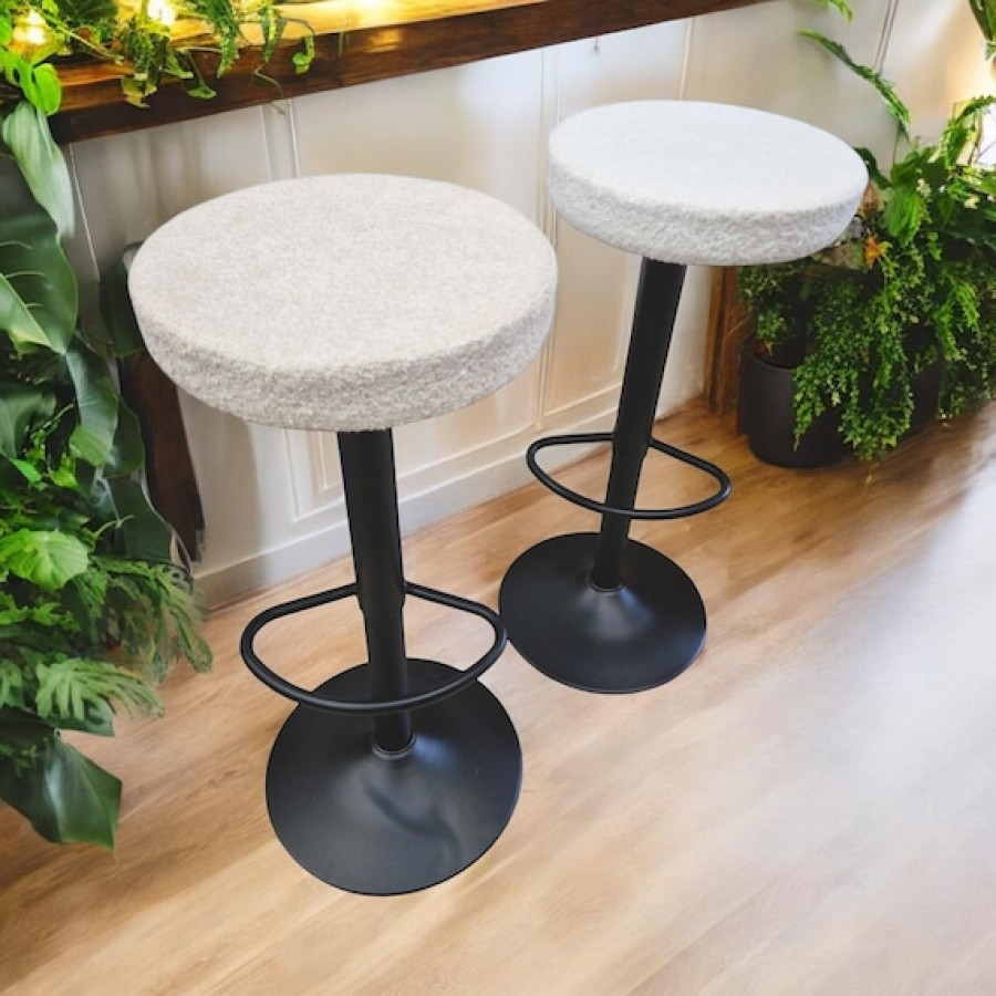 Handmade Boulce Fabric / Teddy Fabric Round Bar Stool seats / Counter Stool Replacement Seat Tops - 2 colours Available 4