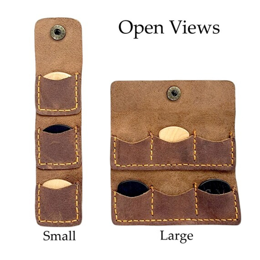 Leather Guitar Pick Pouch - For 3 or 6 Plectrums- Add your text or logo 3