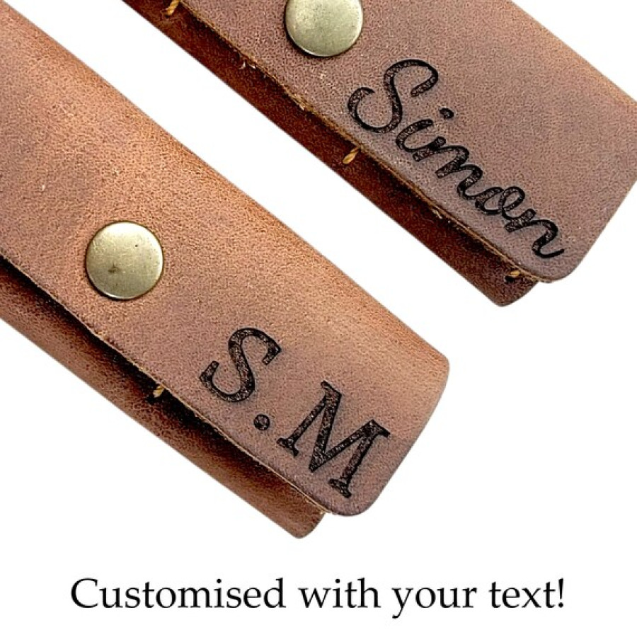 Leather Guitar Pick Pouch - For 3 or 6 Plectrums- Add your text or logo 4