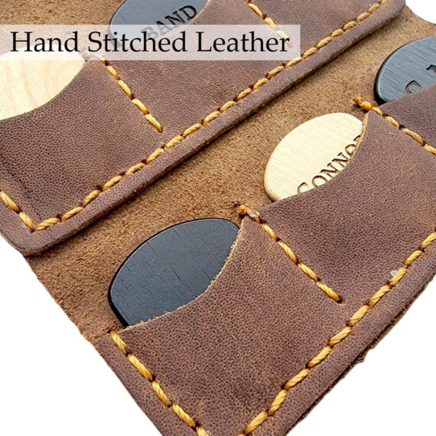 Customisable Leather Guitar Pick Case - Hand Stitched - Engraved your text or logo 5