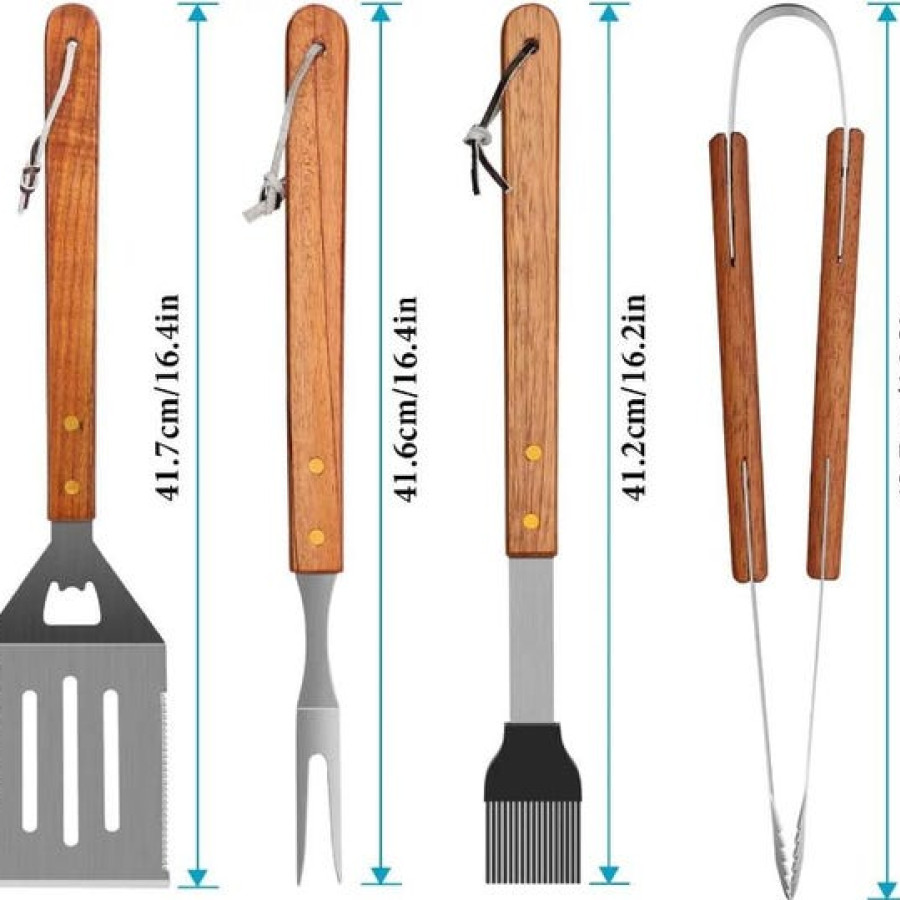 Customised Laser Engraved BBQ Grill Tools Gift Set Including Spatula and Tongues 4