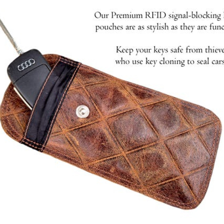 Genuine Leather RFID signal-blocking Faraday pouch 2