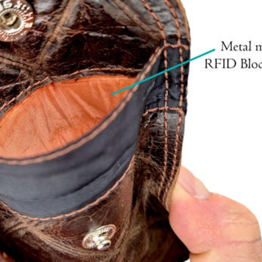 Genuine Leather RFID signal-blocking Faraday pouch 5