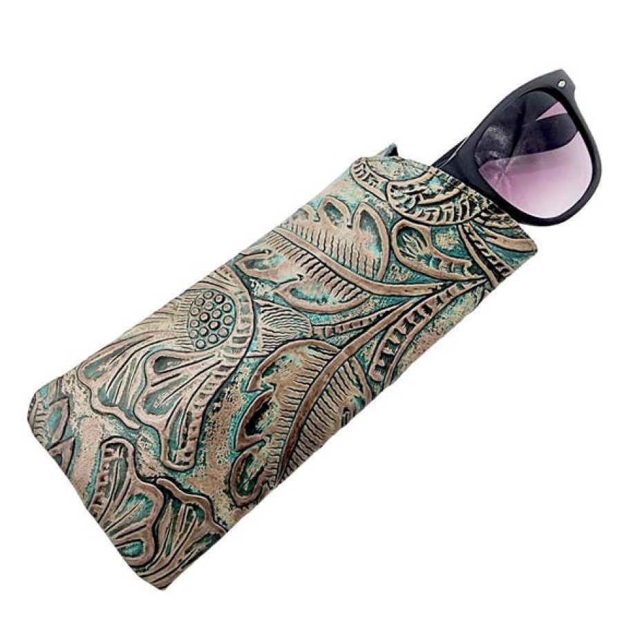 Floral Embossed Leather Sunglasses Sleeve made using genuine leather 0