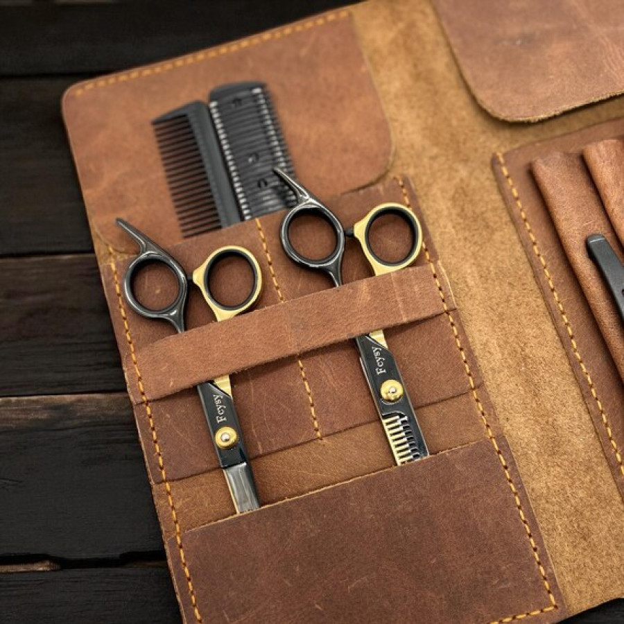Personalised Leather Hairdressing Scissor Holster, Barber Tool Belt Pouch, Salon Shears Holder Bag for Stylists 4