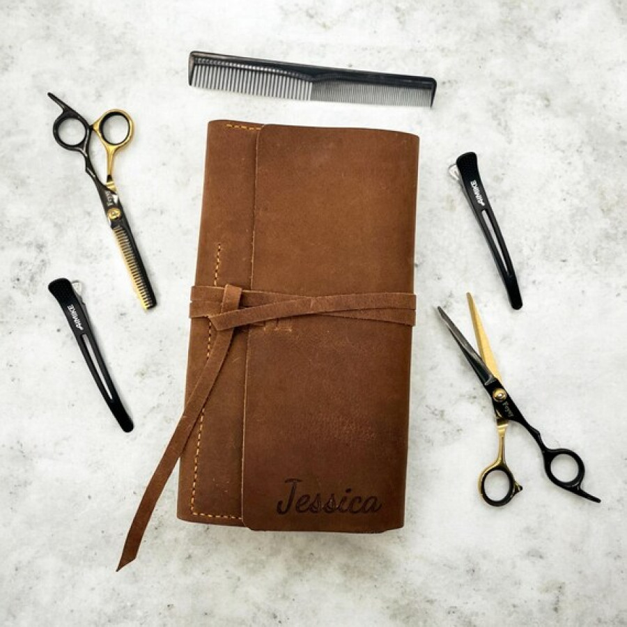 Personalised Leather Hairdressing Scissor Holster, Barber Tool Belt Pouch, Salon Shears Holder Bag for Stylists 9