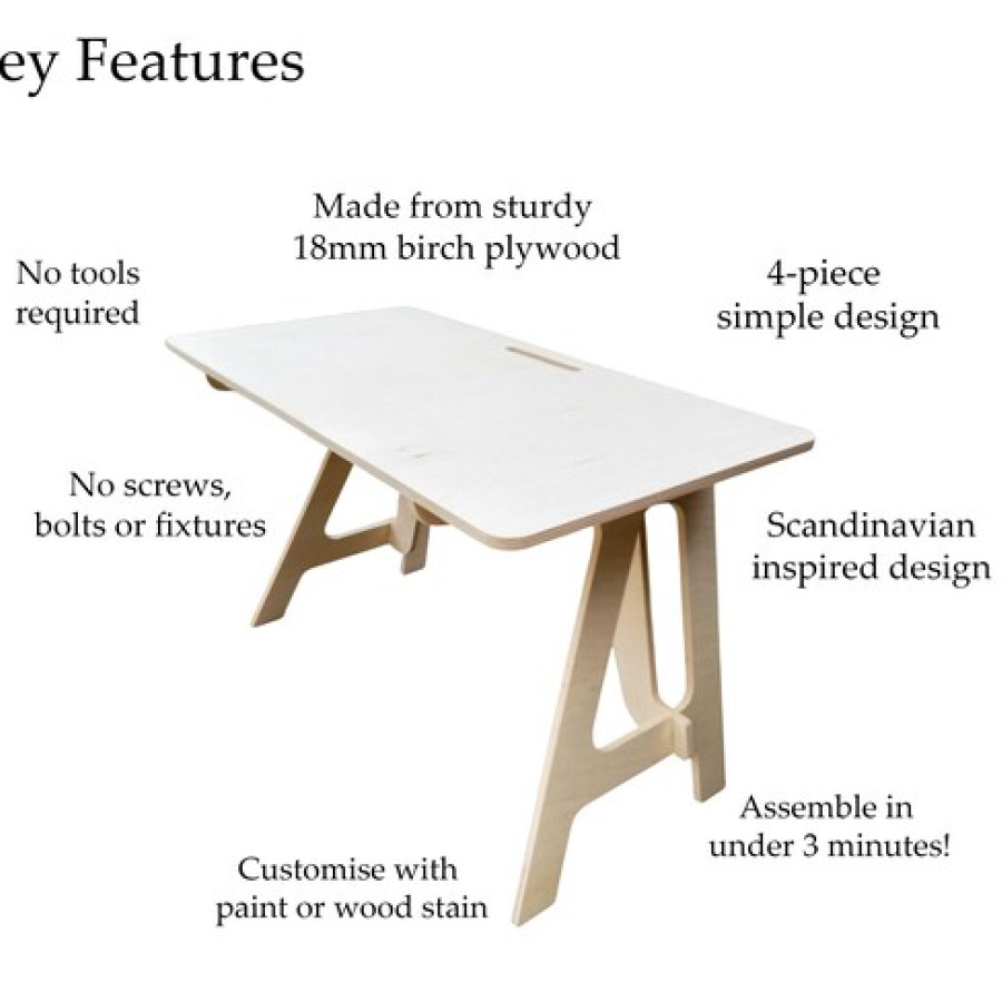 Scandinavian Style Office Computer Desk | Made Using CNC Cut Birch Plywood 3