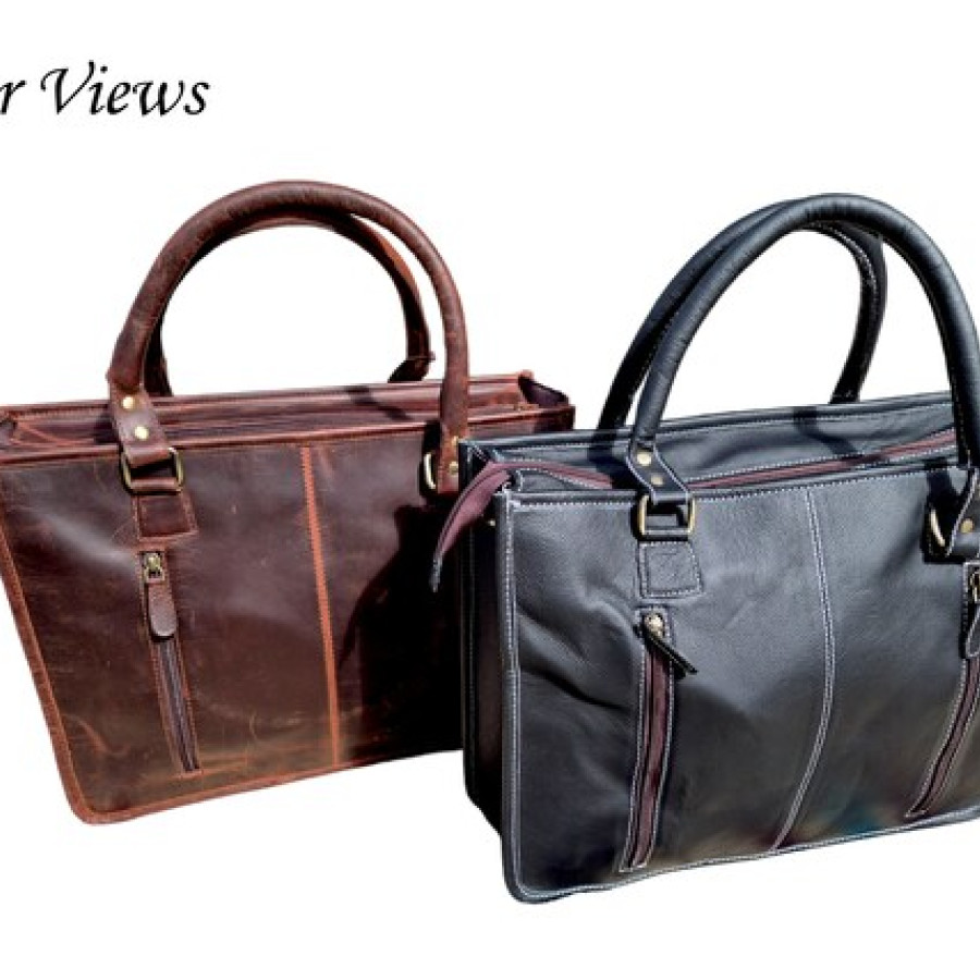 Western style tote bag with Genuine Cowhide and Tooled Leather 3