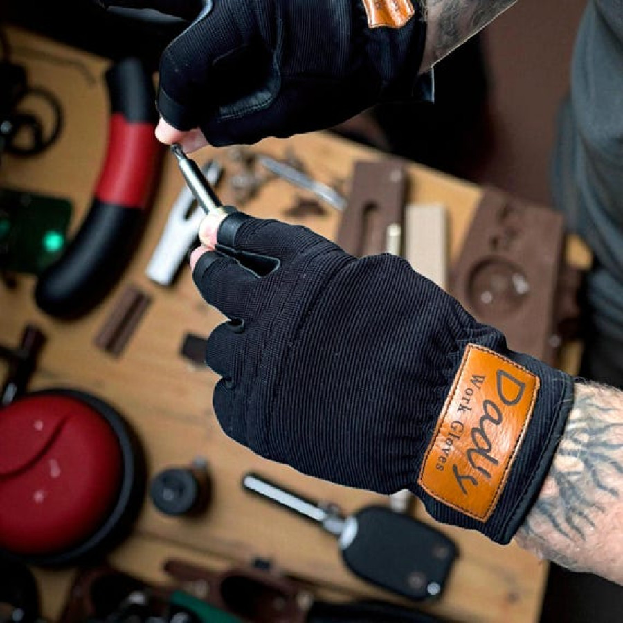 Customisable genuine leather work gloves | For Carpentry etc | Framer or Full finger Style 1