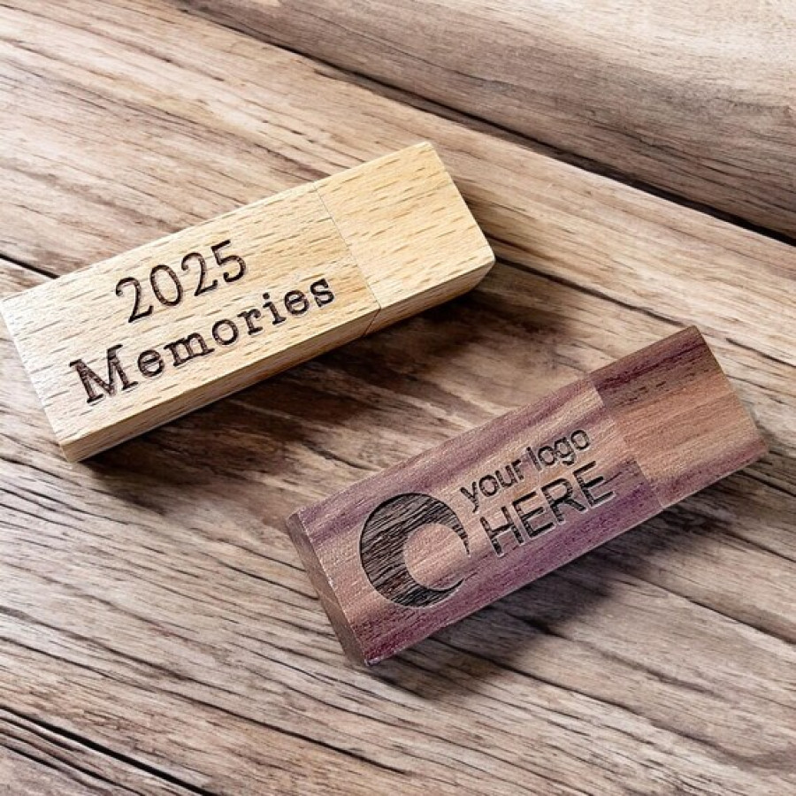 Wooden Custom Engraved USB Flash Drive 128GB | Personalized USB | Custom Memory Stick | 1