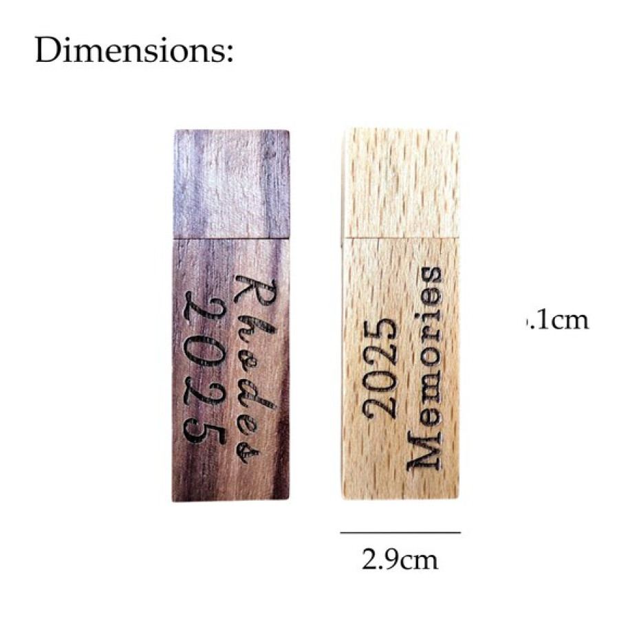 Wooden Custom Engraved USB Flash Drive 128GB | Personalized USB | Custom Memory Stick | 3