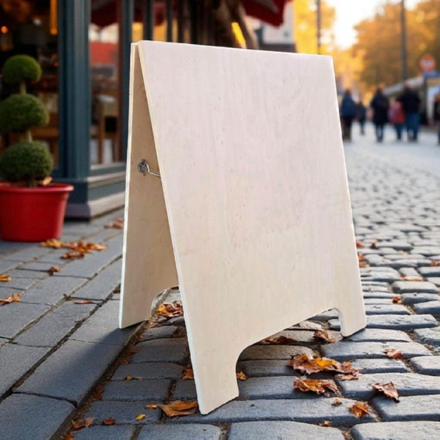 CNC cut plywood A-Frame Shop Street Sign | For Cafe Restaurant Bar | Sandwich Board 0