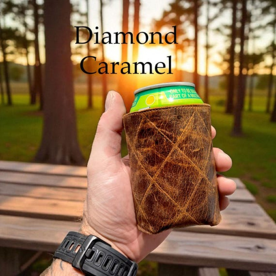 Genuine leather tooled beer coozie | Drinks can cooler | Groomsman Gift 4
