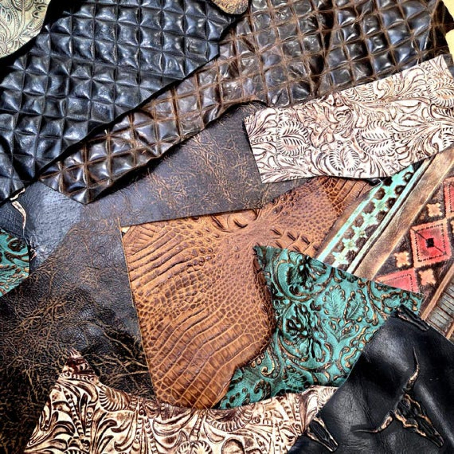 Huge Pack Mixed Embossed Leathers | SOLD AS SEEN | Arts & Crafts Leather | 1.7kg 0