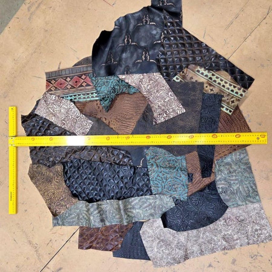 Huge Pack Mixed Embossed Leathers | SOLD AS SEEN | Arts & Crafts Leather | 1.7kg 2