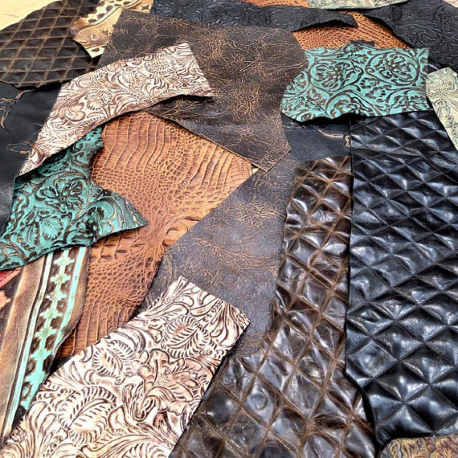 Huge Pack Mixed Embossed Leathers | SOLD AS SEEN | Arts & Crafts Leather | 1.7kg 3
