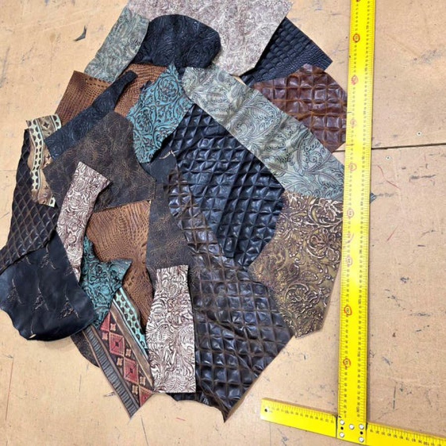 Huge Pack Mixed Embossed Leathers | SOLD AS SEEN | Arts & Crafts Leather | 1.7kg 5