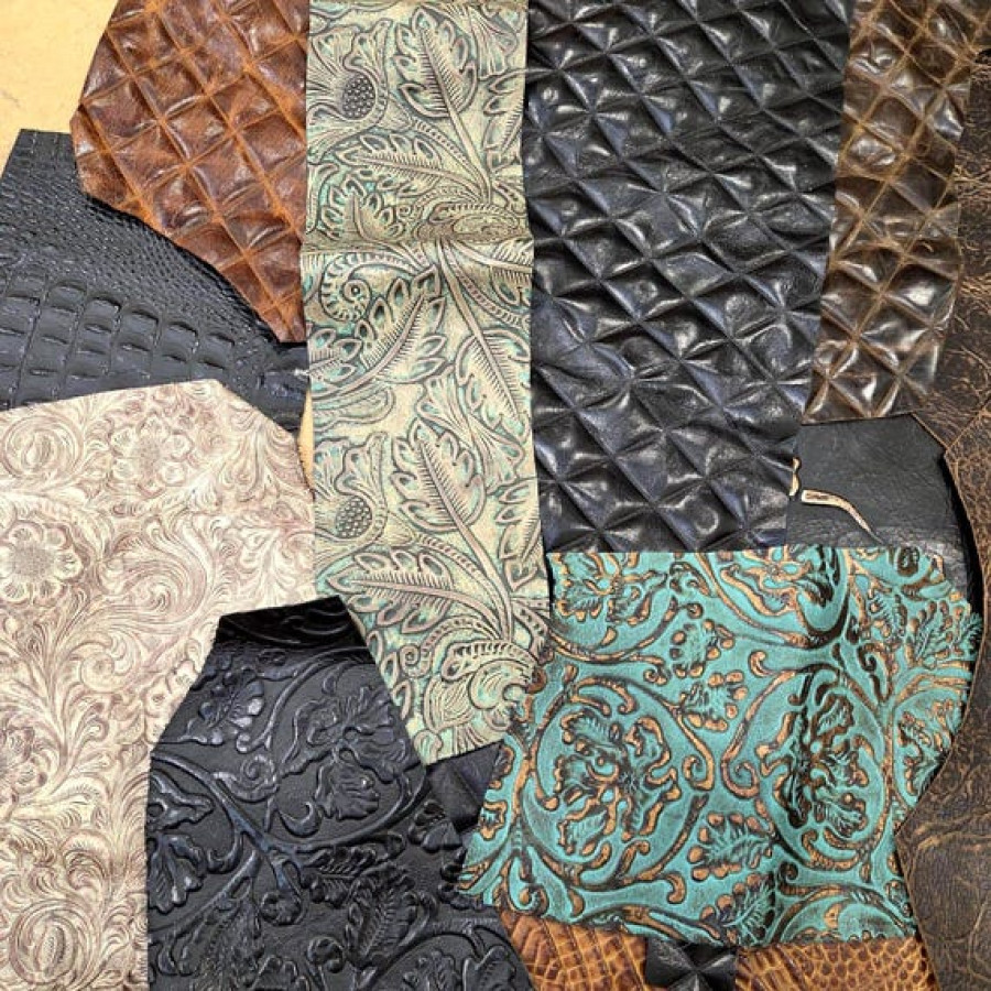 Huge Pack Mixed Embossed Leathers | SOLD AS SEEN | Arts & Crafts Leather | 1.7kg 8