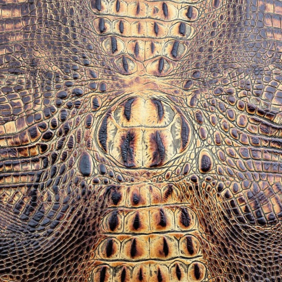 Crocodile look embossed genuine leather | Alligator look textured leather pieces 1