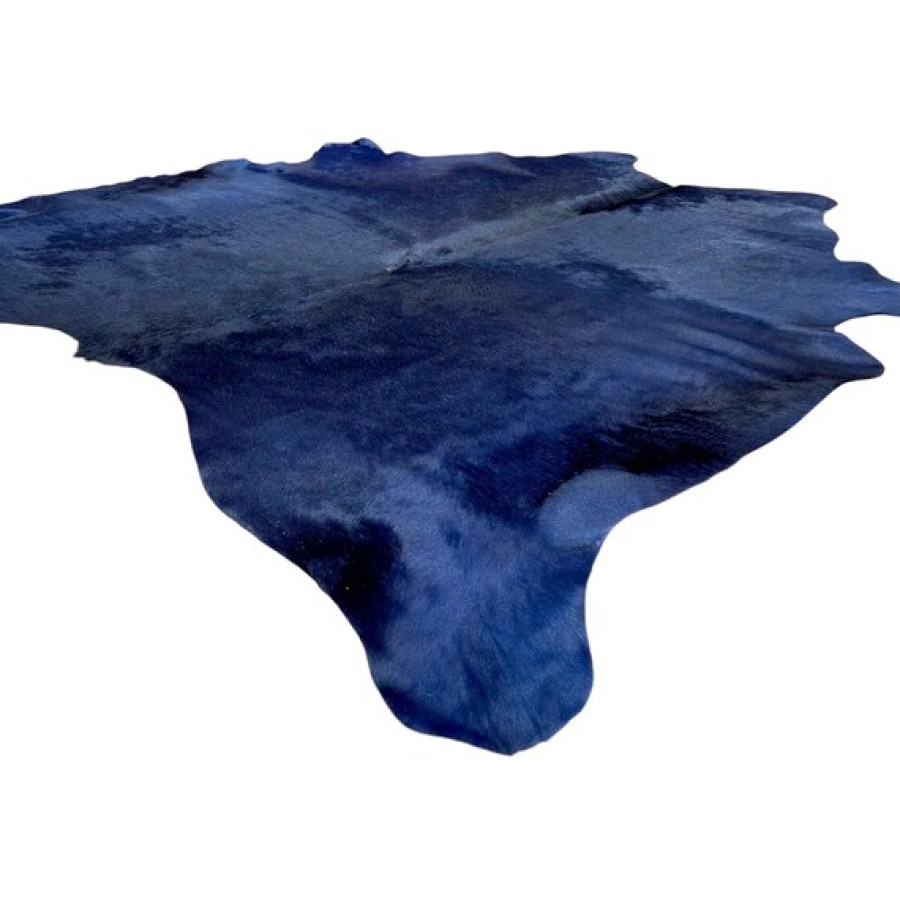 Navy Blue Dyed Genuine Cowhide Rug | Dark Blue Tone | Unique Rug | Hair on Hide 3