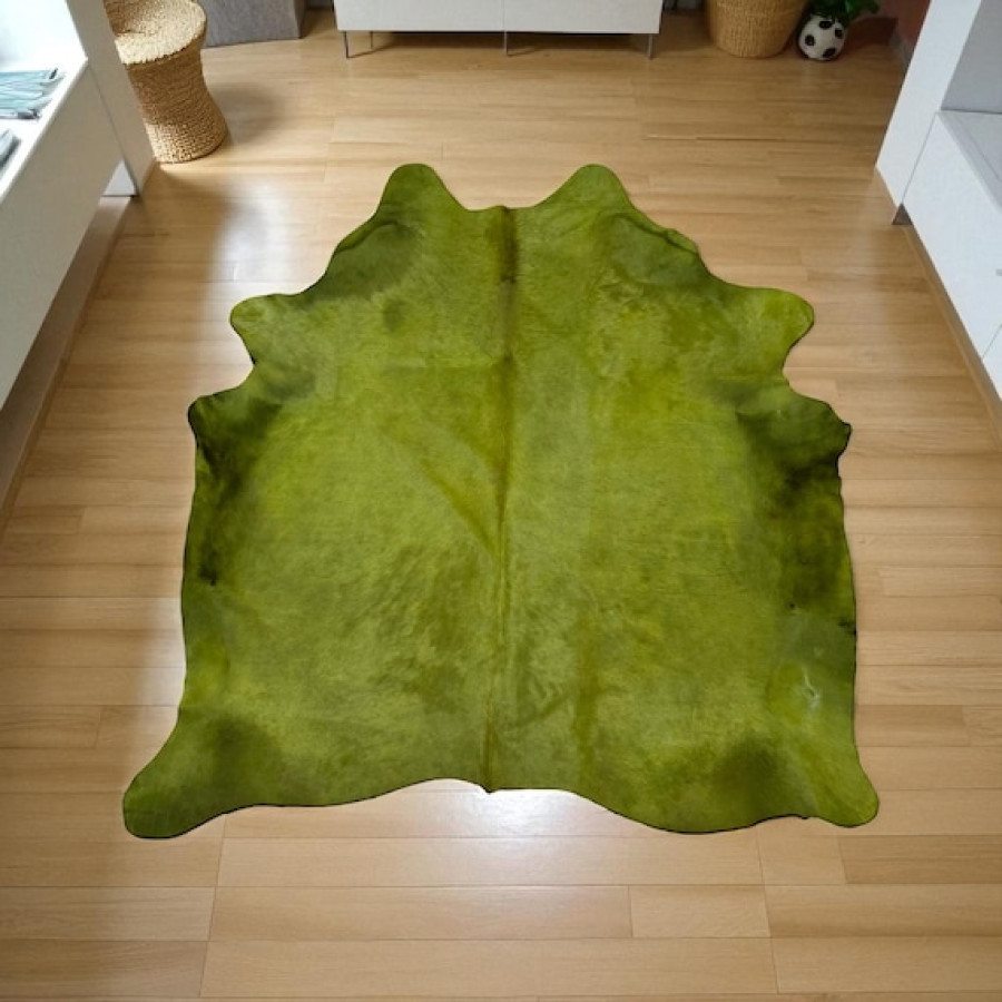 Green Dyed Genuine Cowhide Rug | Moss Green Tone | Unique Rug | Hair on Hide 1