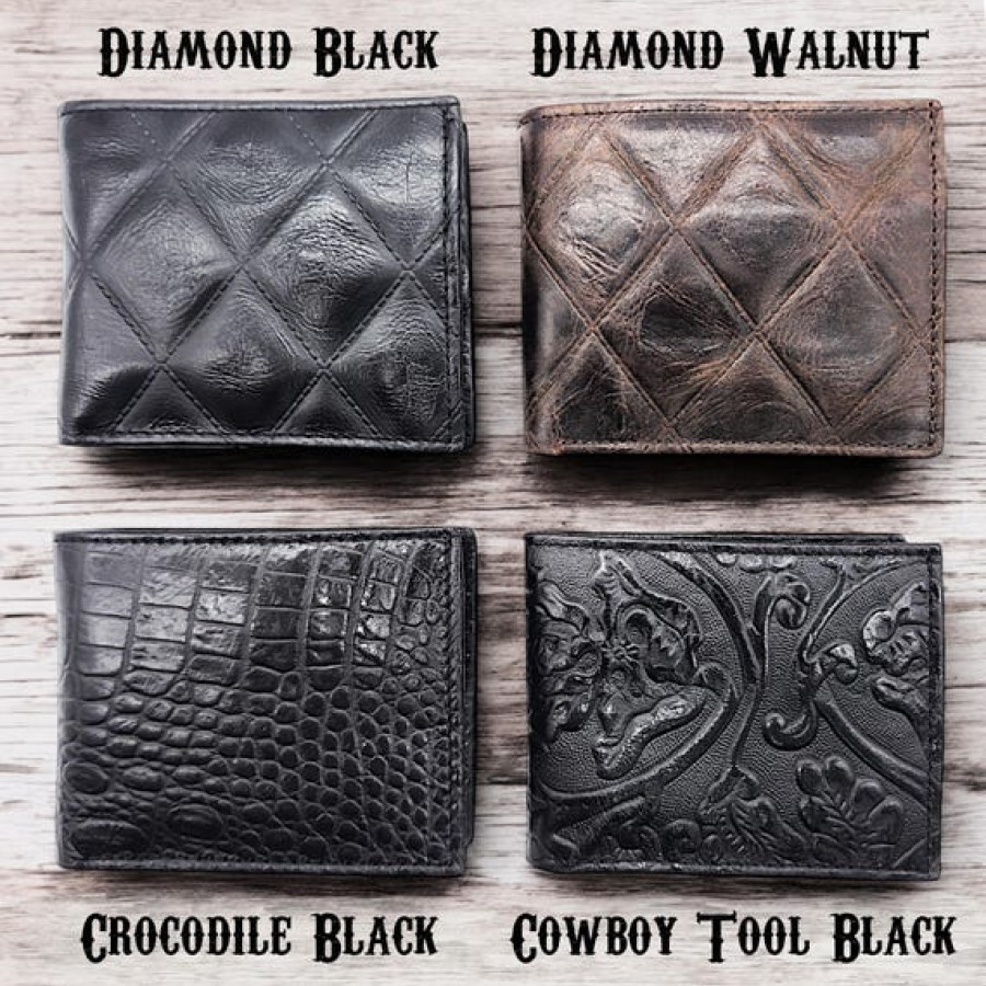 Tooled black Leather Wallet | Bi-fold design | Available in many designs 1